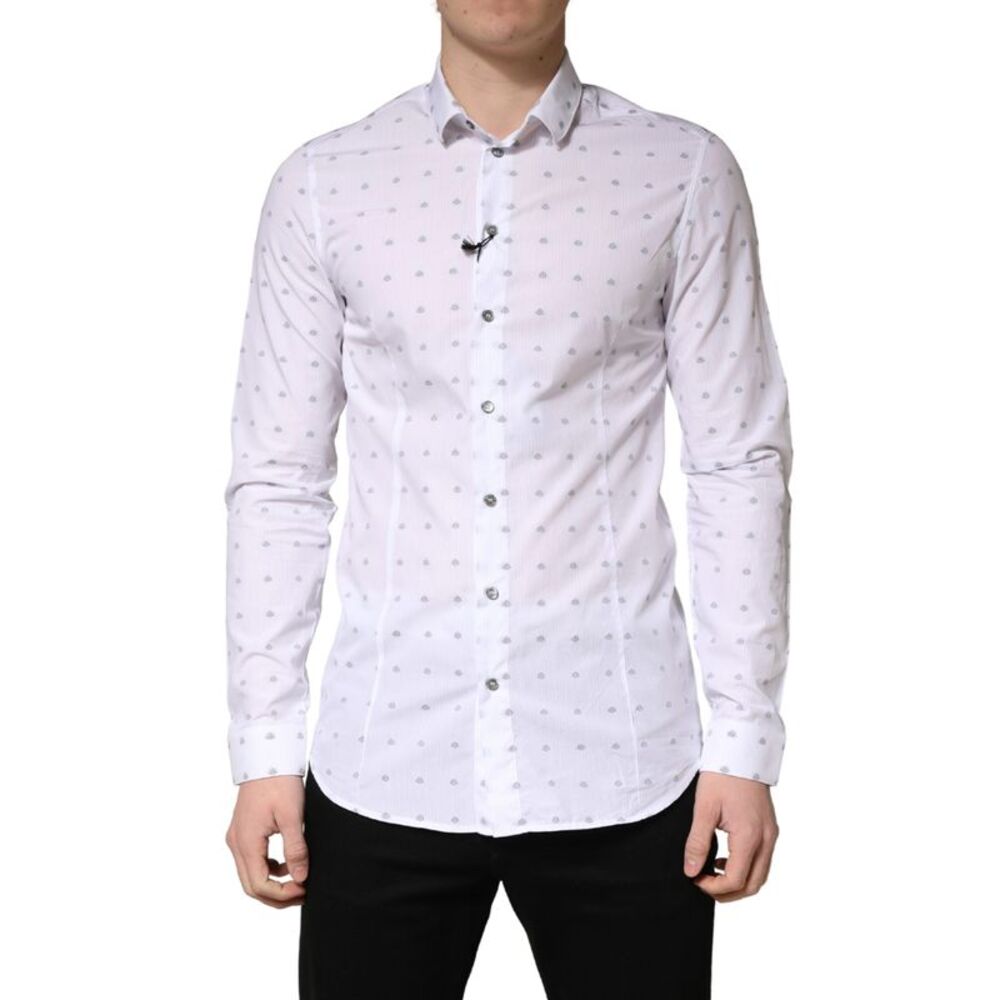 Patrizia Pepe White Cotton Slim Fit Collared Men Dress Men's Shirt